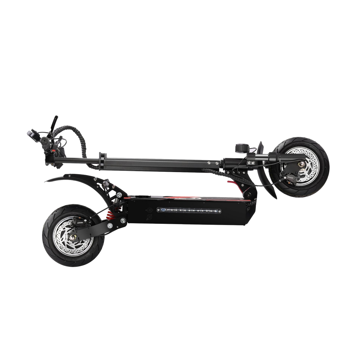 Trottinette électrique Boyueda Q7 Pro pliée, vue latérale, avec batterie intégrée.