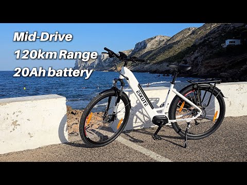 Essai vidéo du vélo de ville électrique Eskute Polluno Pro, moteur central Bafang M200