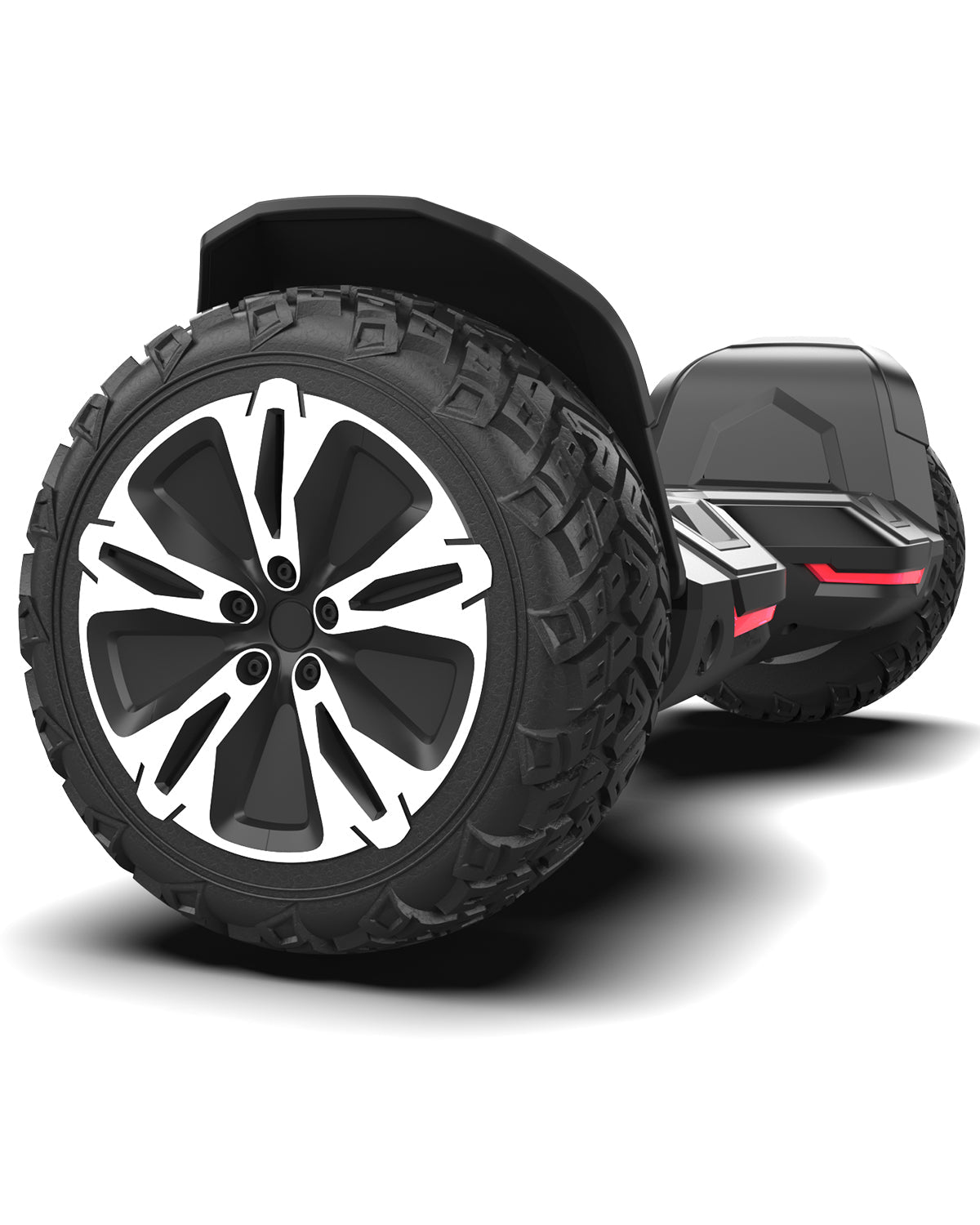 Gyroor Warrior G2 noir, vue trois quarts et pneus tout-terrain